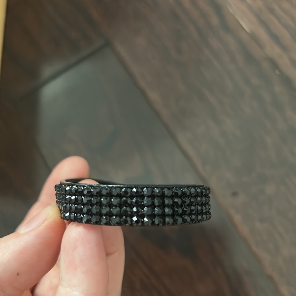 Swarovski black leather crystal bracelet